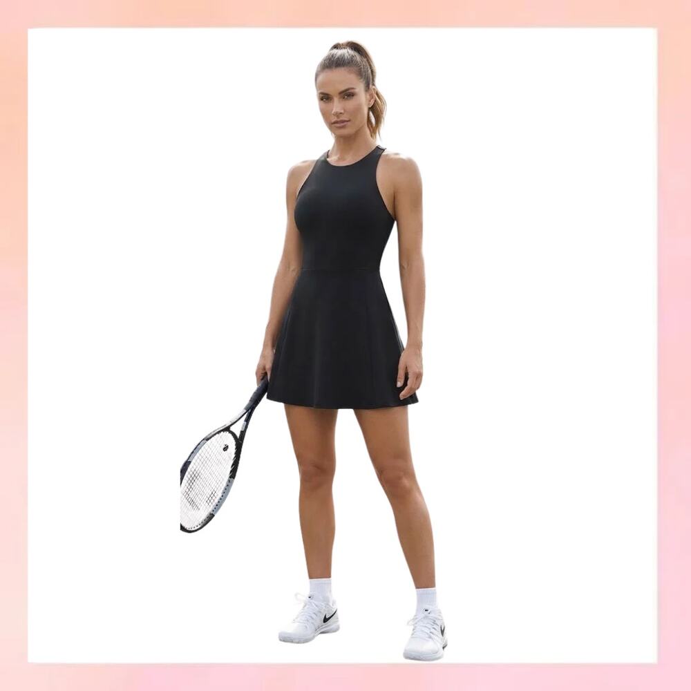 Athleta Black Conscious Dress Size Small Athletic Mini Tennis Dress with Pockets